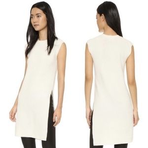 Helmut Lang Natural Cashwool Long Sleeveless Tunic Sweater